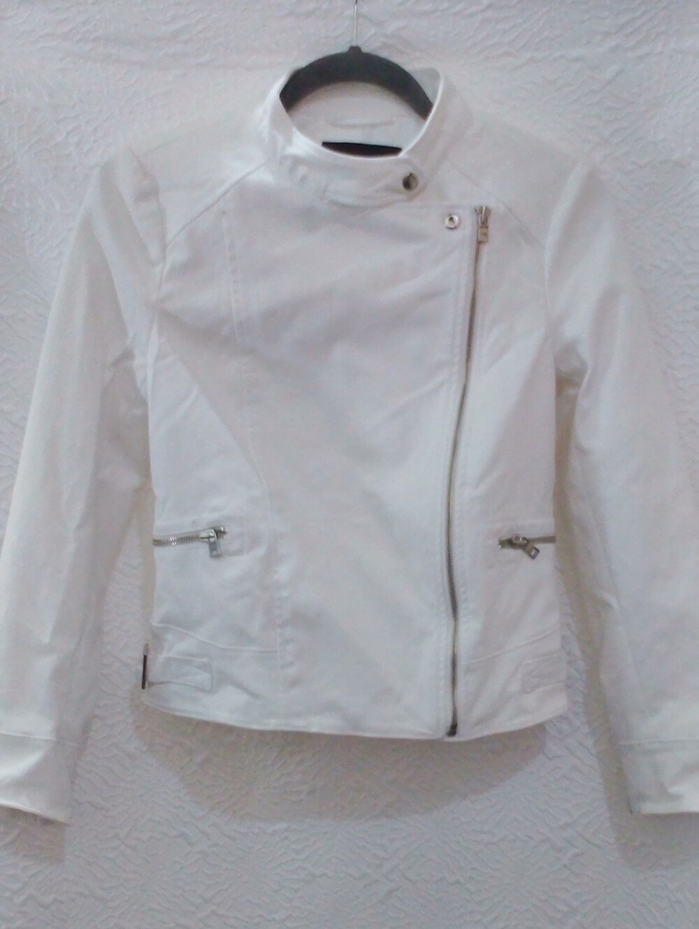 Banana Republic White Cotton Biker Moto Jacket – Size XS